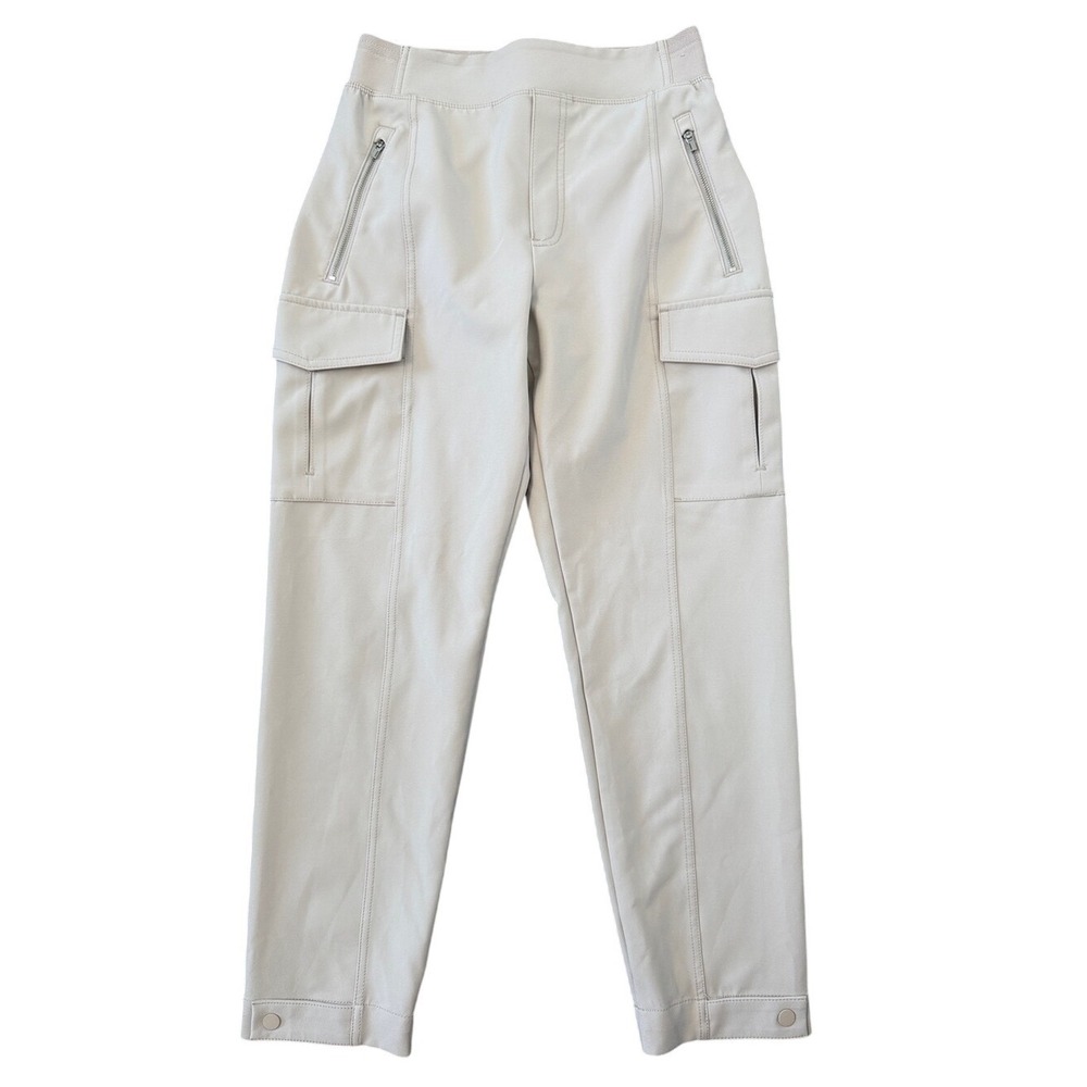 Athleta Endless High Rise Cargo Pants Ivory White Stretch Petite 2P